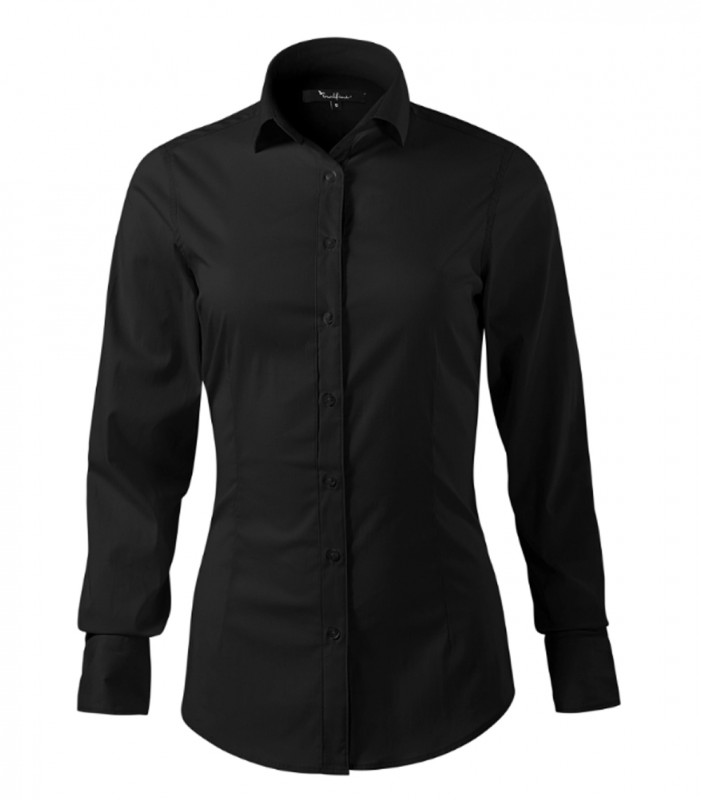 Elasztikus hosszúujjú női ing - Fekete